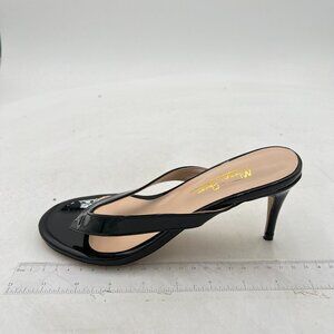 Milooey Fashion Thong Mid Heel Sandals Casual Flip Flops Open Almond Toe Daily